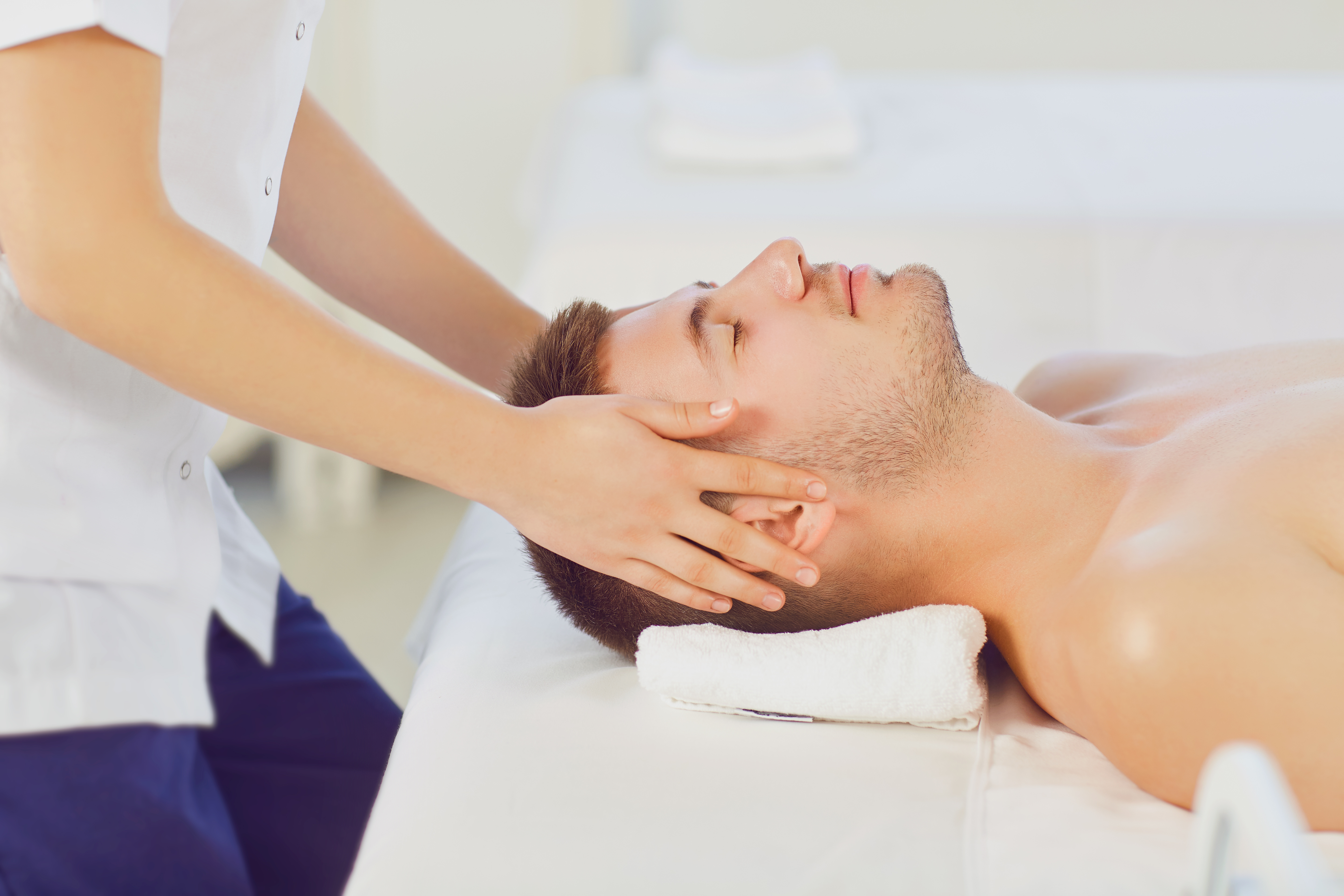 Facial massage for man.